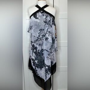 Chiffon layered handkerchief dress, halter top